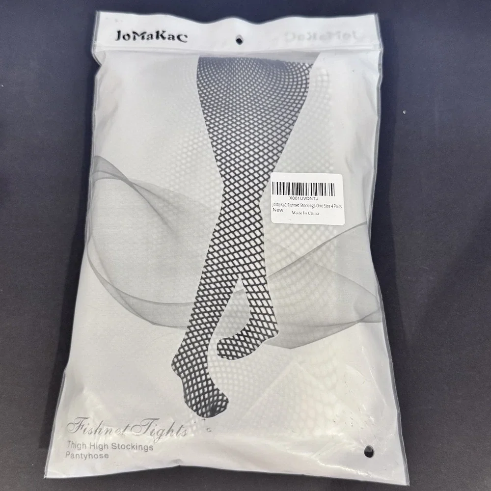 NWT JoMakaC‎ One Size Black Fishnet Tights Thigh High Stockings-Contains 4 Pairs